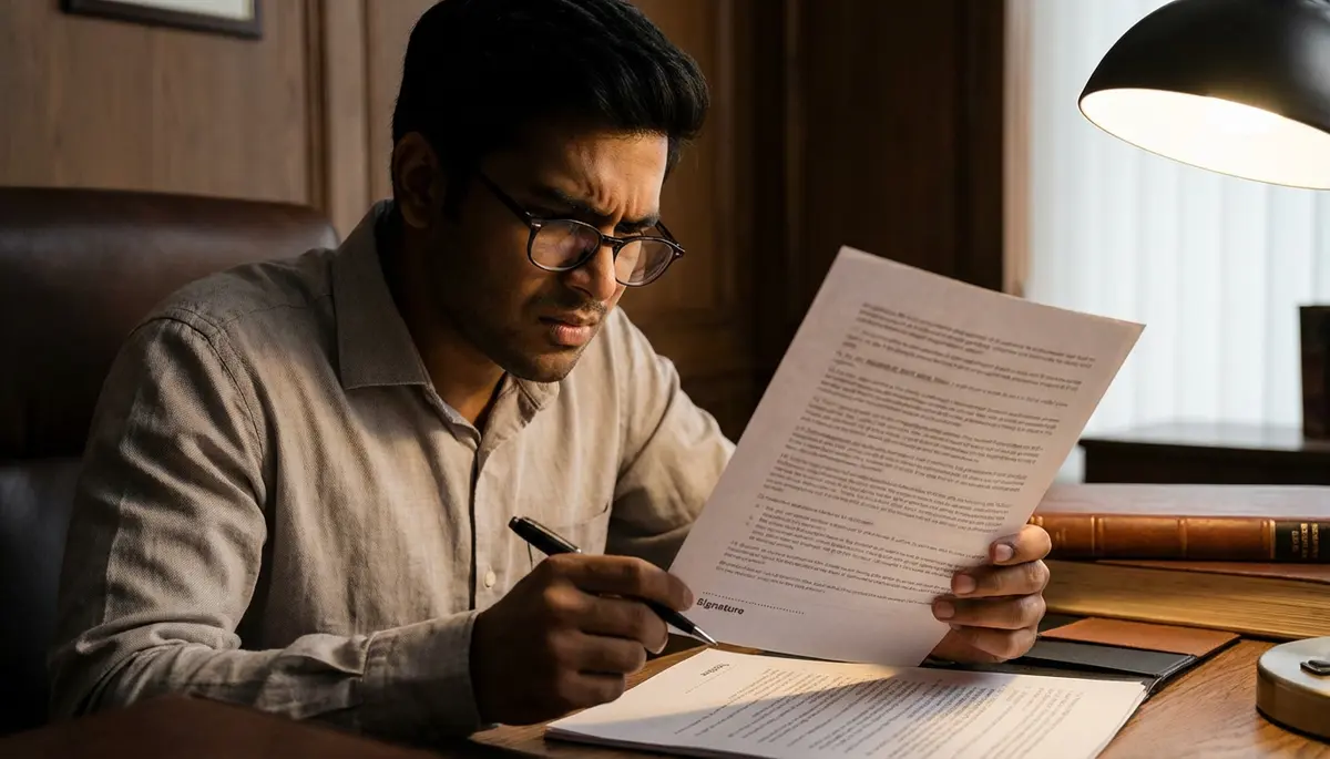 Person reviewing insurance settlement documents